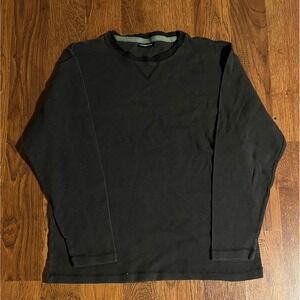 Joe Boxer Mens Waffle Knit Thermal Long Sleeve Shirt Charcoal Gray Crewneck